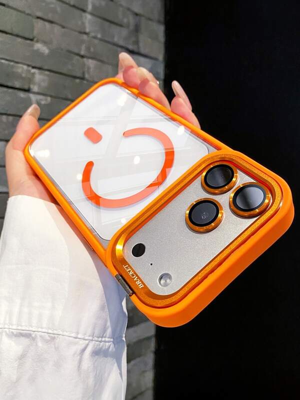 Simplified Magnetic Metal Frame Lens Protective Film/Bracket Three In One Phone Case Suitable For IPhone 17 17Pro 17Pro Max /16 16pro 16proMax 15 15Pro 15ProMax 14 14Pro 14ProMax 13 13Pro 13ProMax 12 12Pro 12ProMax 11 17 Pro MaxAcrylic Anti Drop Hard Shell Protective Case