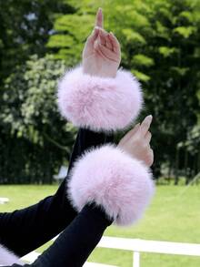 1pc Women Fluffy Cuff Wrist Warmer, Simulate Fox Fur Design, Daily Use Accessory For Winter, Valentine's Gift - Multicolor - View 12