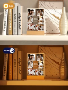 1件定制音乐牌匾，个性化亚克力牌匾，情侣歌曲定制礼物，定制专辑封面，个性化相框，定制歌曲海报，定制照片牌匾，个性化音乐海报，独特理想礼物，家居装饰客厅 - 大長方立-6圖文字+ - 查看 5