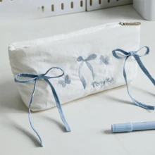 Bolsa de lápices con lazo lindo, de gran capacidad y multifuncional. Estuche para lápices con diseño de gato o perro de dibujos animados. Organizador de papelería para estudiantes, escuela y oficina