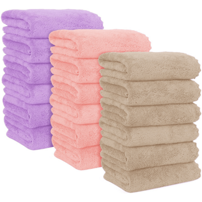 6 Pack Premium Washcloths Set - Quick Drying- Soft Microfiber Coral Velvet Highly Absorbent Wash Clothes - Multipurpose Use As Bath, Spa, Facial, Fingertip Towel