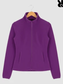 Roly Jaqueta de lã feminina (Envio em até 48 horas) - Vários tamanhos - Roxo - Gola alta, com zíper, capas de costura reforçadas, bolsos laterais, punhos com debrum, reguladores laterais internos - ideal para outono e inverno, uso diário, esportes e caminhadas, mangas compridas