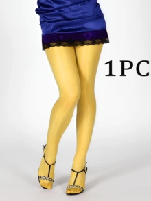 1 Cặp quần bó siêu mỏng bóng mật độ cao co giãn cao thích hợp để mặc hàng ngày - Màu vàng - Xem 11