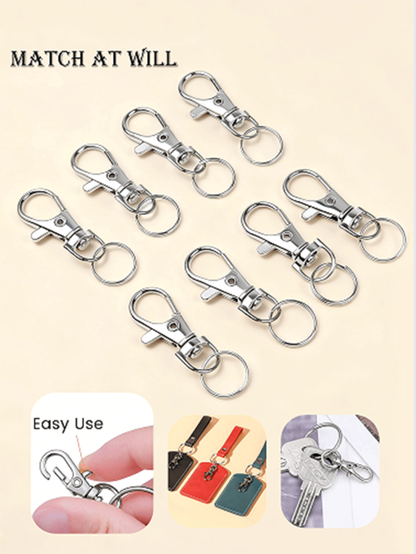 20/40/60/100pcs Key Chain Rings With Keyring, Keychain Clips With Rings For Lanyard Jewelry DIY Crafts (10/20/30/50pcs Metal Lobster Claw Clasps + 10/20/30/50pcs Open Key Rings) (35mm) Key Chain Set