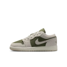 Jordan Air Jordan 1 SE, elegantes y cómodas zapatillas de baloncesto bajas para niños, estilo unisex gris-verde HV4396-201 - Gris - Ver 3