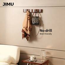 Multifunctional Hanging Hook Rack Modern Imitation Wooden Hook Rack 6 Anti-Slip Hooks Suitable For Bedroom, Bathroom And Kitchen Office Wall Hooks Key Holder - Multicolor - View 5