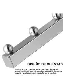 Perchero de pared de 5 piezas, perchero ahorrador de espacio, perchero de pared, diseño de diamante, plateado - Plateado - Ver 4