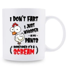1pc 11OZ OFFEE MUG OFFEE CUPpc Coffee Mug, I Don't Fart, I Just Whisper In My Pants, Sometimes Scream, Humorous Coffee Mug, Ceramic Material, Ideal Birthday Gift, Holiday Gift, Home/ Office/ Outdoor Suitable, Party Gift, Bridesmaid Groomsmen Gift - White Handle Cup - View 8