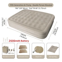 Aufblasbare Luftmatratze, Luxus Camping Matte, PVC aufblasbare Schlafmatte, Luxus Doppel Camping Luftbett mit eingebautem Pumpe, Dicke Matte - Verschiedenfarbig - Übersicht 10