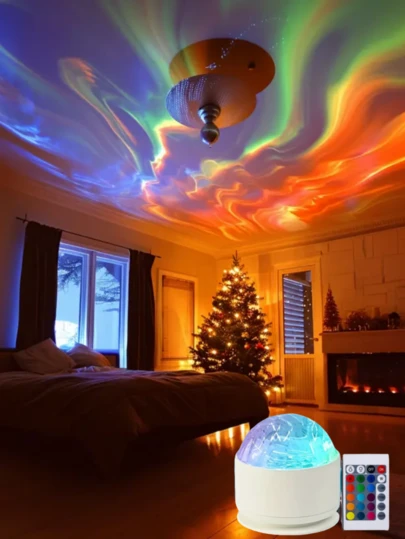 1PC USB Colorful Aurora Projector, Romantic Atmosphere Gift | Starry Sky Projector Christmas Gift, Suitable For Stage Lighting, Halloween, Bedroom Decoration, Travel, Holiday Essentials, Camping, Weddings, And Home Decor - Perfect Valentine's Day Gift