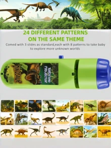 Książka z latarką projekcyjną w kształcie dinozaura, edukacyjna zabawka na dobranoc dla dzieci, z kreskówkowymi wzorami, wymaga 2 baterii AA, prezent świąteczny, latarka dla dzieci, latarka projekcyjna w kształcie dinozaura, dziecięca zabawka-latarka w kształcie dinozaura, edukacyjna zabawka edukacyjna dla maluchów