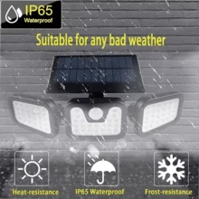 72 LED 3-Head 180° Wide Angle Solar Motion Sensor Light, Cordless Wireless High Brightness Security LED Floodlight IP44 Waterproof Spotlight For Patio, Garage, Deck, Porch & Courtyard Entrance - Black - View 7