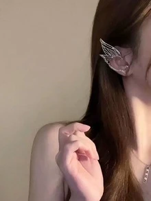 2pcs Fairy Wing Ear Cuff Earrings, Exquisite Design With Silver Thread Lace, Suitable For Overseas Bohemian And Fantasy Fashion Enthusiasts. - Multicolor - View 8