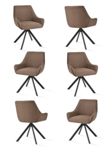 Stylish Suit-Lapel Upholstered 360° Swivel Dining Chairs With Armrests And Metal Legs For Dining Room, Living Room, Office - Set Of 2 / Set Of 4 / Set Of 6 - Mocha Brown - Mocha Brown - View 12