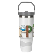 Custom Vacuum Flask - 20oz 304 Stainless Steel Tumbler With Carry Handle, Leakproof Lid For Car, Travel & School, Hot/Cold Drink Container