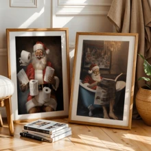 3 قطع / مجموعة لوحات فنية حديثة للجدران، طباعات فنية لديكور الحمام بموضوع سانتا كلوز الساخر، لوحات فنية رجعية - فن عيد الميلاد، ديكور عيد الميلاد، مؤطرة أو غير مؤطرة، ديكور الغرفة، ديكور المنزل، ديكور شقة الطالب الجامعي، هدايا لديكور الجدران في الفندق، المنزل، هدية مثالية لتدشين المنزل الجديد، غرفة المعيشة، غرفة النوم، الحمام والمكتب