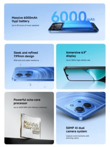 Xiaomi Redmi 15C 8+256G Smartfon w wersji globalnej 6,9-calowy wyświetlacz Dot Drop, ogromna bateria 6000 mAh, obsługuje szybkie ładowanie 33 W, procesor Helio G81-Ultra, wyraźny podwójny aparat 50 MP AI