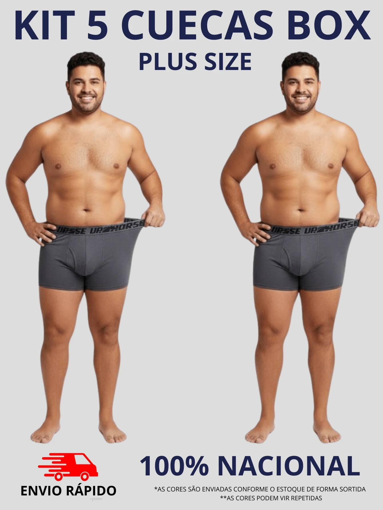 Kit 5 Plus Size Box Underwear Men's Adult Boxer Briefs High Elasticity Extra Large Size Men's Box Microfiber High Quality - Nhiều màu - Xem 1