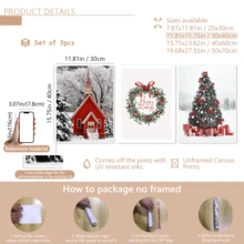 3 قطع / مجموعة من لوحات الجدار الفنية القديمة، مجموعة لوحات كانفاس لعالم الشتاء الساحر - منزل أحمر مبهج وشجرة عيد الميلاد، ديكور لوحة شجرة عيد الميلاد، ديكورات عيد الميلاد، ديكور موضوع عطلة مثالي، ديكور جداري أزياء حديثة، مؤطر أو غير مؤطر، ديكور الغرفة، ديكور المنزل، ديكور شقة الطالب الجامعي، هدايا لديكور الجدران في الفندق، المنزل، هدية استقبال المنزل المثالية، غرفة المعيشة، غرفة النوم، الحمام والمكتب