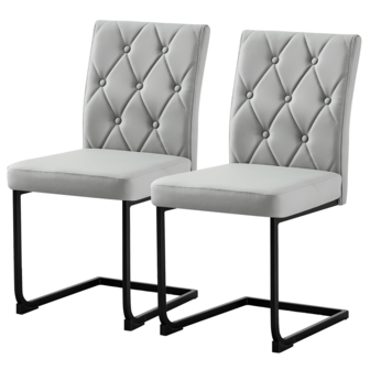 AINPECCA PU Faux Leather/Velvet/Suede Dining Chairs With Black Chrome Legs Set Of 2/4 High Back Upholstered Seat Side Chairs For Kitchen Living Room