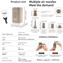 RAF Portable Vacuum Pump, Suitable For Clothes, Mattresses, Etc., Mini Electric Air Pump, Wireless Air Pump, Essential For Camping, Portable Wireless Air Compressor, Inflation/Deflation Pump, Applicable For Inflatable Pads, Air Mattresses, Inflatable Boats, Swimming Rings, Etc. - Multicolor - View 12