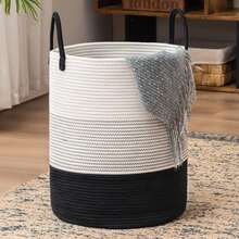 1 pièce Grand panier à linge tressé de style bohème - Panier polyvalent pour vêtements, couvertures, jouets et serviettes - Parfait pour le salon, la chambre à coucher ou la buanderie, paniers d'étagère