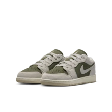 Jordan Air Jordan 1 SE, elegantes y cómodas zapatillas de baloncesto bajas para niños, estilo unisex gris-verde HV4396-201 - Gris - Ver 1