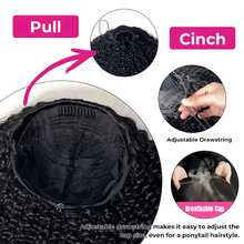 Glueless Human Hair Wigs, Kinky Curly Headband Wig, Upgrade 3-In-1 Half Wig With Drawstring, Seamless Clip-Ins, Flip-Over For Women - Natural Black - Xem 8