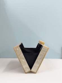 优雅女士亚克力星空单肩链条包、派对礼服手拿包、欧美风格迷你化妆包、新娘小手提包 - 杏色 - 查看 5