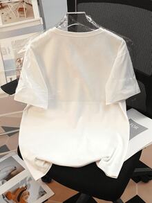 Camiseta de cuello redondo con estampado de calavera, top de manga corta casual para primavera y verano, ropa de mujer 1  Sexy  Casual  Dulce  Fiesta  Elegante    Alta elasticidad  Playa  Noche de fiesta  Vacaciones  Boda  Deportivo  Oficina  Casa    verano - Blanco 1 - Ver 5