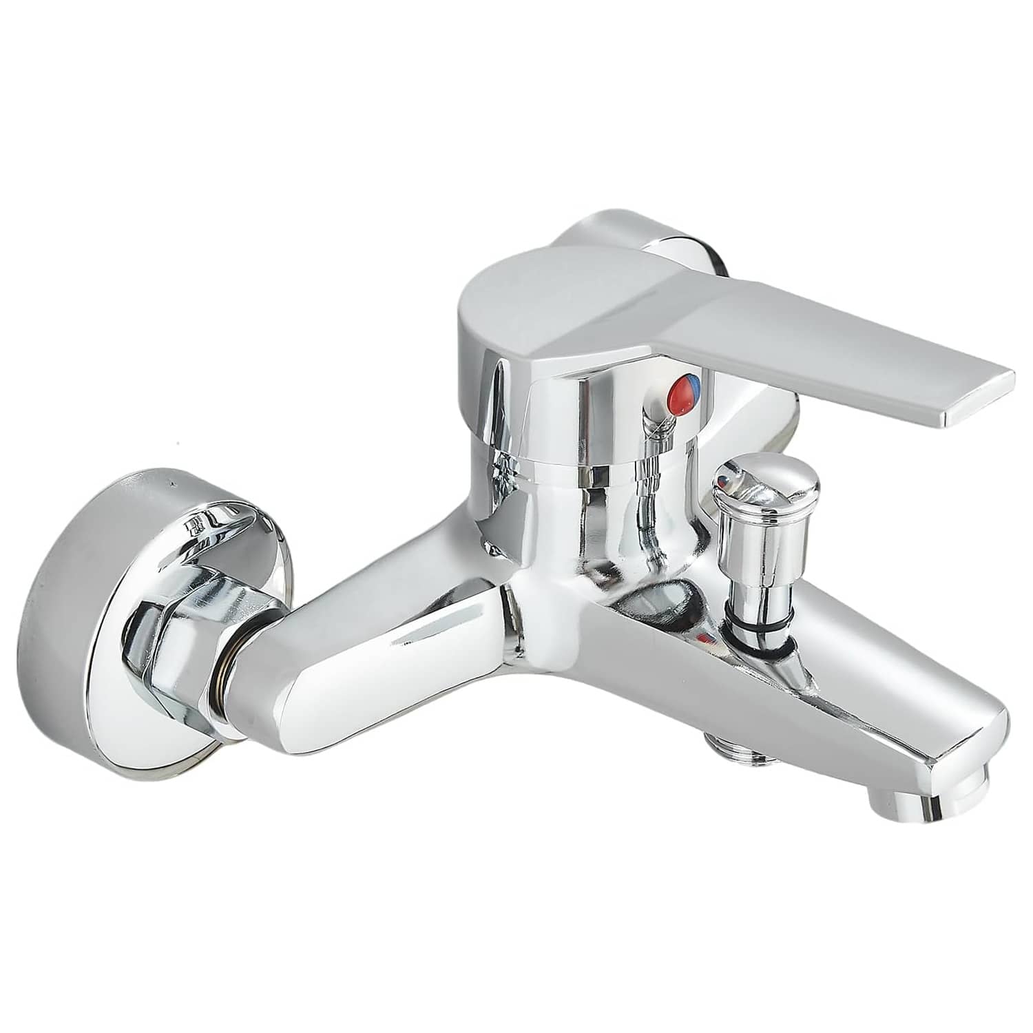 Grifo de ducha para bañera cromado, grifo de baño monomando montado en la pared con desviador de ducha, construcción de latón macizo y cartucho de cerámica para un rendimiento sin fugas