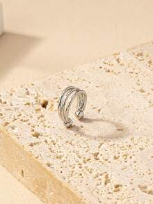 1pc Minimalist Metal Line Lip Ring, Suitable For Daily Wear - Silver - View 5