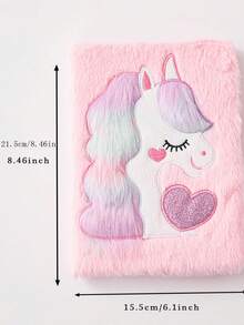 1 Stück süßes Einhorn Plüsch Notizbuch A5 hochwertig Cartoon Tagebuch Schulmaterial, kann als kleines Geschenk, Büromaterial, Schreibwaren, Geschenktagebuch verwendet werden