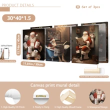 3 قطع / مجموعة لوحات فنية حديثة للجدران، طباعات فنية لديكور الحمام بموضوع سانتا كلوز الساخر، لوحات فنية رجعية - فن عيد الميلاد، ديكور عيد الميلاد، مؤطرة أو غير مؤطرة، ديكور الغرفة، ديكور المنزل، ديكور شقة الطالب الجامعي، هدايا لديكور الجدران في الفندق، المنزل، هدية مثالية لتدشين المنزل الجديد، غرفة المعيشة، غرفة النوم، الحمام والمكتب