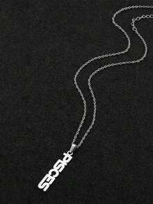 Personalised Fashion Customisable Japanese Name And English Name Pendant Necklace, Minimalist Jewellery Adornment, Unisex Design, Timeless Classic, Party, Banquet, Wedding, Beach Holiday Jewellery, Minimalist Elegant Style. - Silver - View 7