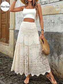 蕾丝 A 字裙 - 休闲时尚女装，适合日常穿着 - 杏色 - 查看 2