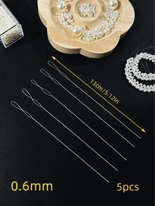 5pcs/Set - Ultra Fine Handmade Beading Needles, Tiny Hole Needle For Stringing Pearls And Beads - Silver - View 14
