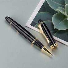 1 pièce Stylo à bille noir classique avec un poids conséquent - Flux d'encre fluide pour une écriture sans effort | Idéal pour les réunions d'affaires, la signature au bureau et la prise de notes des étudiants | Instrument d'écriture haut de gamme pour les professionnels, les cadres et les étudiants - Noir - Voir 4