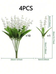 1/4/8/10/12 件人造百合花束塑料假花绿植茎婚礼新娘白色花束用于花园房间桌面花瓶家居装饰 - 風鈴草 - 查看 12