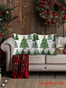 1/2/4 moderne Weihnachtsbaum Kissenbezüge mit Weihnachtsbaum Muster Design, Reißverschluss, maschinenwaschbares Polyestermaterial, perfekt für Wohnzimmer, Schlafzimmer Sofa oder Feiertags Dekoration, 17.7x17.7 Inches
