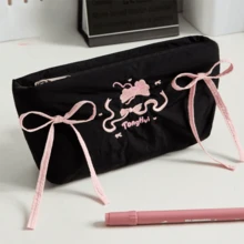 Bolsa de lápices con lazo lindo, de gran capacidad y multifuncional. Estuche para lápices con diseño de gato o perro de dibujos animados. Organizador de papelería para estudiantes, escuela y oficina