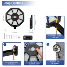 Solar Motion Sensor Flood Light, Outdoor Waterproof Wall Lamp With 8-Side Design, Dusk To Dawn Solar Light For Yard, Garden & Street - Black - View 7