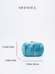 Geantă de seară acrilică texturată 3D, geantă de mână cu design sculptat la modă nouă, cu curea de lanț, geantă de umăr/crossbody pentru femei, geantă tip cutie cu model de marmură și chihlimbar - Albastru - Vizualizare 7