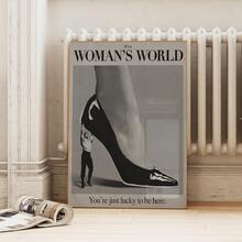 1Pc Unframed Retro 'it's A Woman's World' Canvas Posters, Black And White Wall Art, Aesthetic Room Decor, Artwork Wall Painting For Gift, Wall Picture For Living Room, Bedroom, Office, Dining Room, Corridor, Home And Dormitory Decoration