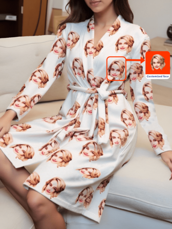 Bata de franela para mujer de talla grande, tela suave con diseño personalizado, cinturón ajustable en la cintura, uso casual cómodo, el mejor regalo para tu esposa