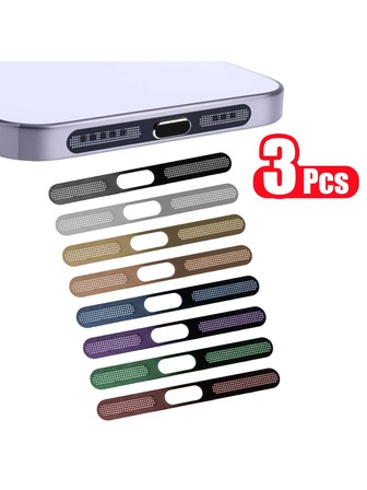 3 pièces Grille anti-poussière en métal pour iPhone 17 Pro Max, protecteur de maille anti-poussière pour le trou du haut-parleur d'écouteur pour iPhone 17 Pro Max/17 Air/17/16/15/14/13/12 Série, en matériau métallique durable, noir/argent/or/vert/rouge/bleu/violet/titane désertique en plus de couleurs