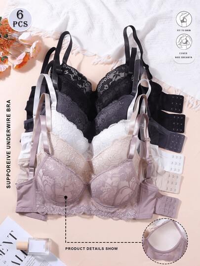 Romantic Kanten Gather Uplift Bra, Everyday Wear, Small Bust Lingerie