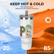 Custom Vacuum Flask - 20oz 304 Stainless Steel Tumbler With Carry Handle, Leakproof Lid For Car, Travel & School, Hot/Cold Drink Container