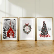 3 قطع / مجموعة من لوحات الجدار الفنية القديمة، مجموعة لوحات كانفاس لعالم الشتاء الساحر - منزل أحمر مبهج وشجرة عيد الميلاد، ديكور لوحة شجرة عيد الميلاد، ديكورات عيد الميلاد، ديكور موضوع عطلة مثالي، ديكور جداري أزياء حديثة، مؤطر أو غير مؤطر، ديكور الغرفة، ديكور المنزل، ديكور شقة الطالب الجامعي، هدايا لديكور الجدران في الفندق، المنزل، هدية استقبال المنزل المثالية، غرفة المعيشة، غرفة النوم، الحمام والمكتب