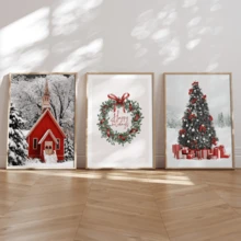 3 قطع / مجموعة من لوحات الجدار الفنية القديمة، مجموعة لوحات كانفاس لعالم الشتاء الساحر - منزل أحمر مبهج وشجرة عيد الميلاد، ديكور لوحة شجرة عيد الميلاد، ديكورات عيد الميلاد، ديكور موضوع عطلة مثالي، ديكور جداري أزياء حديثة، مؤطر أو غير مؤطر، ديكور الغرفة، ديكور المنزل، ديكور شقة الطالب الجامعي، هدايا لديكور الجدران في الفندق، المنزل، هدية استقبال المنزل المثالية، غرفة المعيشة، غرفة النوم، الحمام والمكتب